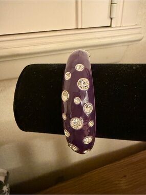 Purple Crystal-Encrusted Resin Bangle Bracelet